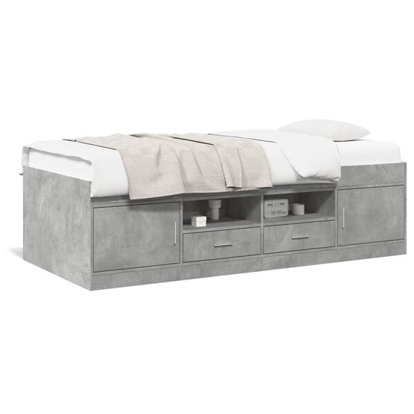vidaXL Sof&aacute; cama con cajones sin colch&oacute;n gris hormig&oacute;n 90x190 cm