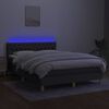 vidaXL Cama box spring colch&oacute;n y luces LED tela gris oscuro 140x190 cm
