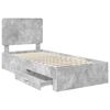vidaXL Estructura de cama con cabecera Gris Concreto 90 x 190 cm