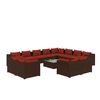 vidaXL Set muebles de jard&iacute;n 13 pzas y cojines rat&aacute;n sint&eacute;tico marr&oacute;n