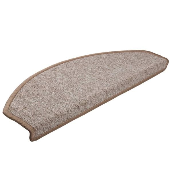 vidaXL Felpudos para escaleras 15 uds 65x24x4 cm Marr&oacute;n Claro Semicircular Grande