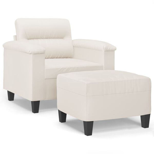 vidaXL Sill&oacute;n con taburete tela de microfibra beige 60 cm