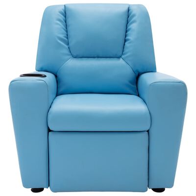 vidaXL Sillón reclinable para niños cuero sintético azul