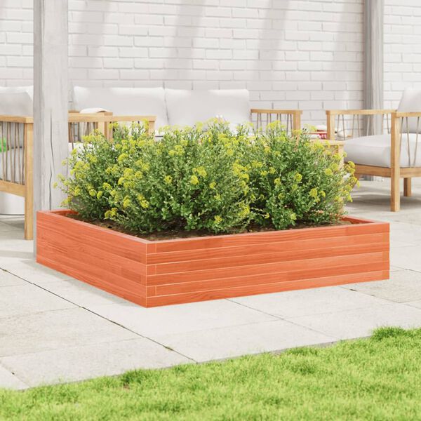 vidaXL Jardinera de madera maciza de pino marr&oacute;n cera 110x110x23 cm