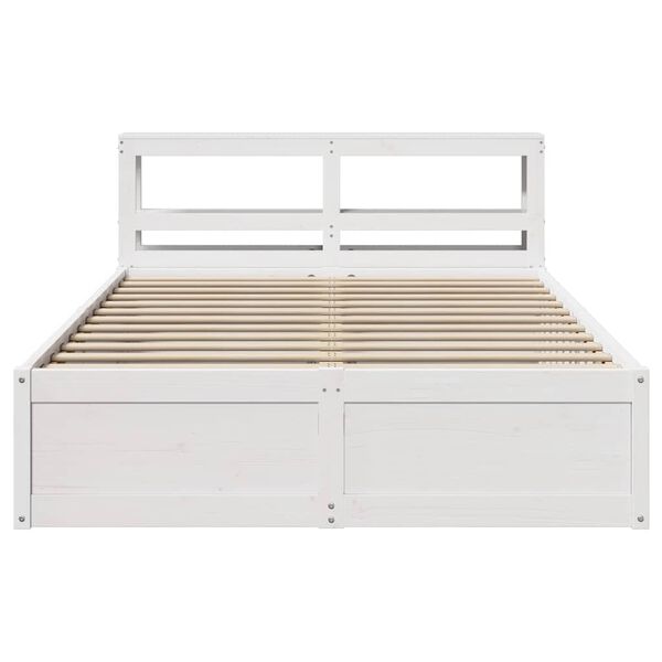 vidaXL Estructura de cama con cabecero madera pino blanco 140x190 cm