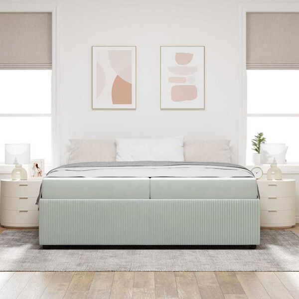 vidaXL Estructura de cama con colch&oacute;n Gris Claro 200 x 200 cm tela