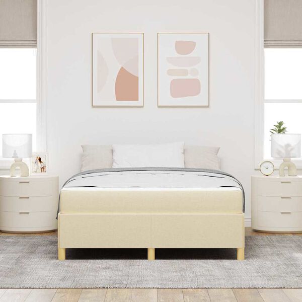 vidaXL Estructura de cama con colch&oacute;n Crema 140 x 200 cm tela