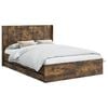 vidaXL Estructura de cama con almacenamiento y cabecero Roble Ahumado