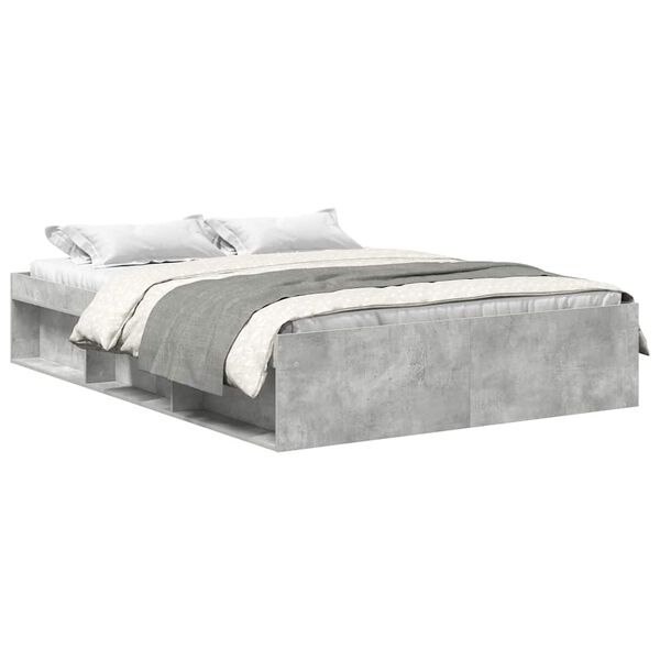 vidaXL Estructura de cama de matrimonio gris cemento 135x190 cm