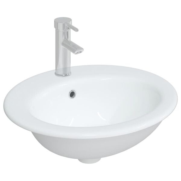 vidaXL Lavabo de ba&ntilde;o ovalado cer&aacute;mica blanco 52x46x20 cm