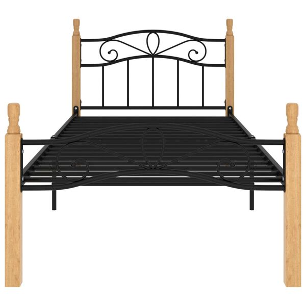 vidaXL Estructura cama sin colchón metal madera roble negro 100x200 cm