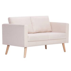 vidaXL Sof&aacute; de 2 plazas de tela color crema