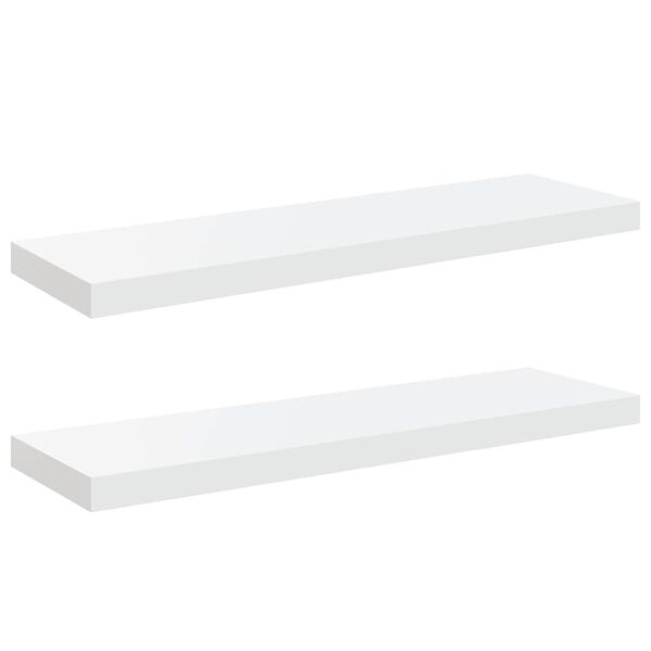 vidaXL Estante flotante de pared 2 uds MDF blanco brillo 80x23,5x3,8cm