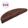 vidaXL Felpudos para escaleras 10 uds 56x17x3 cm marr&oacute;n semicirculares