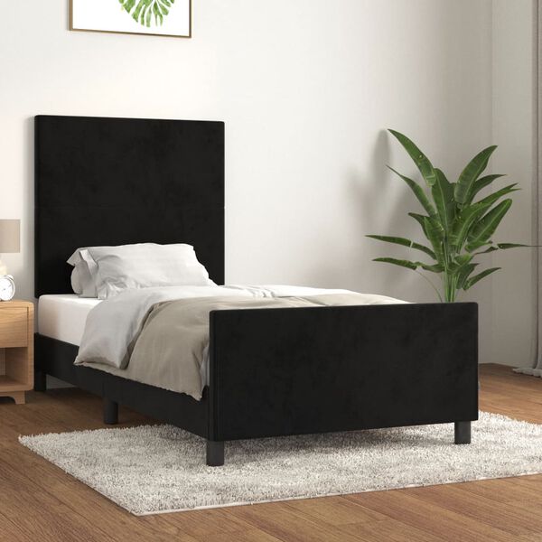 vidaXL Estructura de cama sin colch&oacute;n terciopelo negro 90x200 cm
