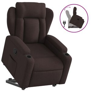 vidaXL Sill&oacute;n reclinable elevable tela marr&oacute;n oscuro