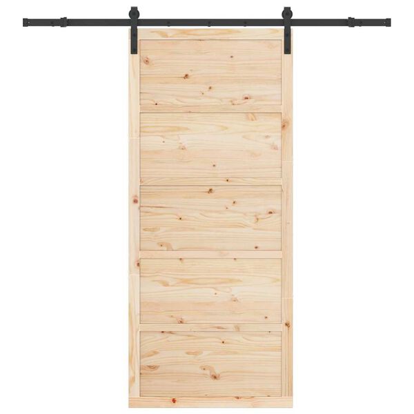 vidaXL Puerta Corredera Marr&oacute;n 90 x 208 cm Madera de pino macizo