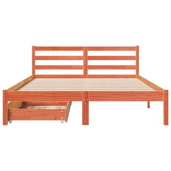 vidaXL Cama sin colch&oacute;n madera maciza de pino marr&oacute;n cera 160x200 cm