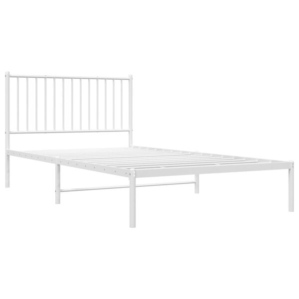 vidaXL Estructura cama sin colch&oacute;n con cabecero metal blanco 107x203cm