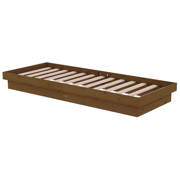 vidaXL Estructura de cama individual sin colch&oacute;n madera marr&oacute;n miel