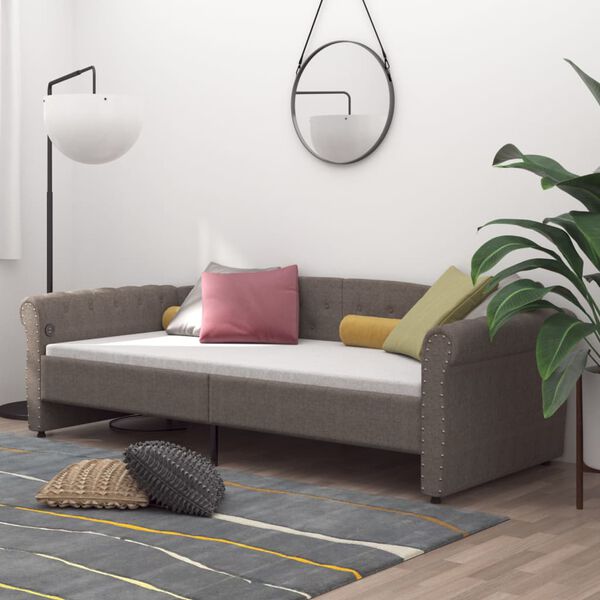 vidaXL Sof&aacute; cama con colch&oacute;n USB de tela gris taupe 90x200 cm