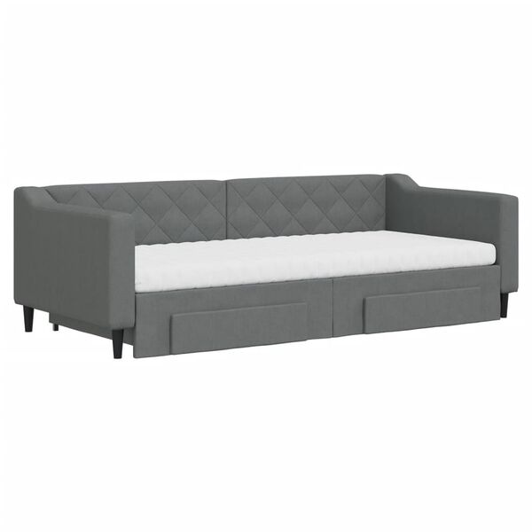 vidaXL Sof&aacute; cama nido con cajones tela gris oscuro 90x200 cm
