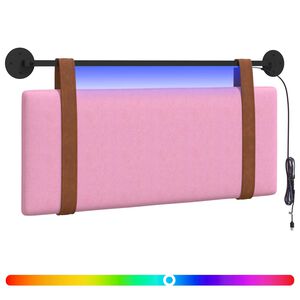 vidaXL Cabecero colgante Con luz LED Rosa PU antiguo