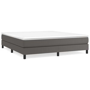 vidaXL Estructura de cama con somier cuero sint&eacute;tico gris 160x200 cm