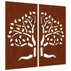vidaXL Adorno pared jard&iacute;n 2 uds acero corten dise&ntilde;o &aacute;rbol 105x55 cm