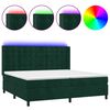 vidaXL Cama box spring colch&oacute;n y LED terciopelo verde oscuro 200x200cm