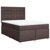 vidaXL Cama box spring con colch&oacute;n tela marr&oacute;n oscuro 140x190 cm