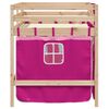 vidaXL Cama alta para ni&ntilde;os con cortinas madera pino rosa 90x190 cm