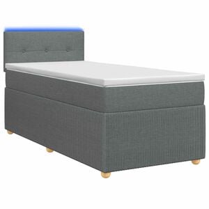 vidaXL Cama con Base Tapizada, Colch&oacute;n y Luz LED Gris oscuro Tela