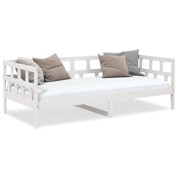 vidaXL Sofá cama madera maciza de pino blanco 80x200 cm