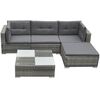 vidaXL Set de sof&aacute;s de jard&iacute;n 5 piezas y cojines rat&aacute;n sint&eacute;tico gris