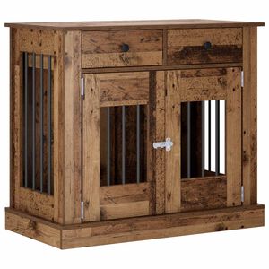 vidaXL Mueble para jaula de perro Madera envejecida 90 x 47,5 x 80 cm