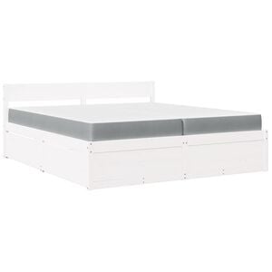 vidaXL Cama con cajones y colch&oacute;n madera maciza pino blanca 200x200 cm