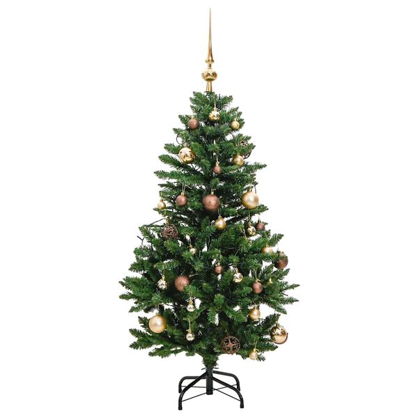 vidaXL &Aacute;rbol Navidad artificial con bisagras 150 LED y bolas 120 cm