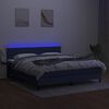 vidaXL Cama box spring colch&oacute;n y luces LED tela azul 180x200 cm