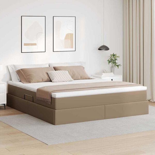 vidaXL Cama con almacenamiento y colch&oacute;n Capuchino 180 x 200 cm