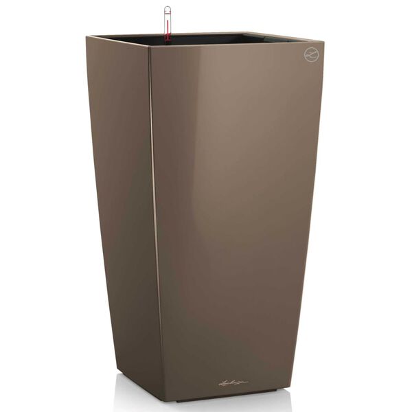 LECHUZA Macetero Cubico 40 ALL-IN-ONE gris taupe brillante