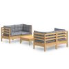 vidaXL Juego de muebles de jard&iacute;n 5 pzas y cojines madera de pino gris