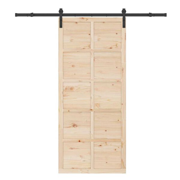 vidaXL Puerta Corredera Marr&oacute;n 90 x 208 cm Madera de pino macizo