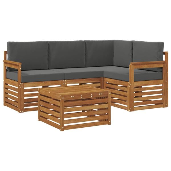 vidaXL Juegos de muebles con coj&iacute;n 5 pcs Natural y Antracita
