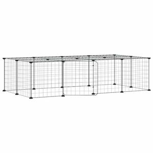 vidaXL Jaula para mascotas de 20 paneles puerta acero negro 140x70x35 cm
