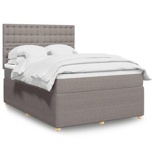 vidaXL Cama box spring con colch&oacute;n tela gris taupe 160x200 cm