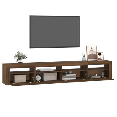 vidaXL Mueble de TV con luces LED marrón roble 240x35x40 cm