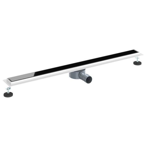 vidaXL Desag&uuml;e de ducha con tapa de vidrio y sif&oacute;n 360&deg; Negro 100 cm