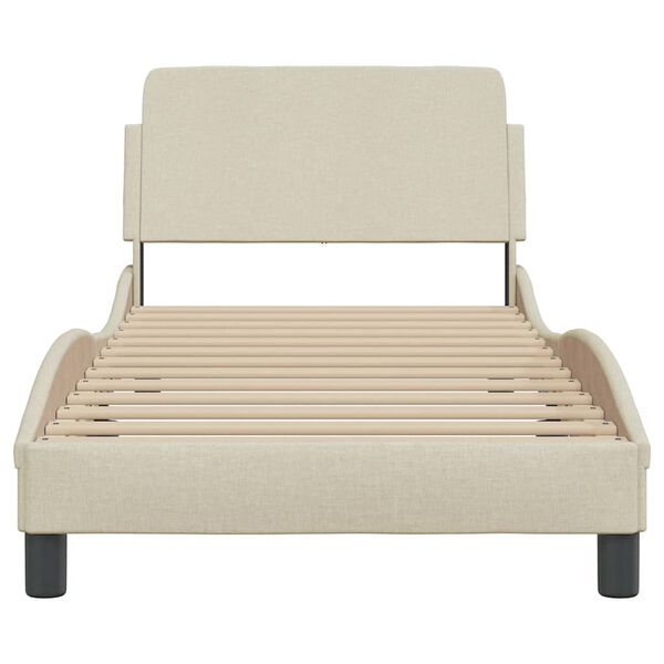vidaXL Estructura de cama con cabecero Dover tela crema 90x200cm