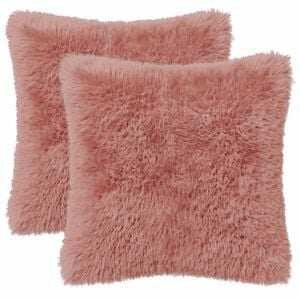vidaXL Funda de almohada 2 pcs HEERLEN Rosa 30 x 30 cm Fleece PV